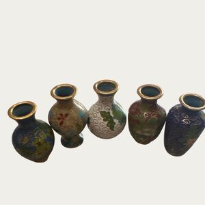 Vintage Cloisonné Miniature Vases Set of 5